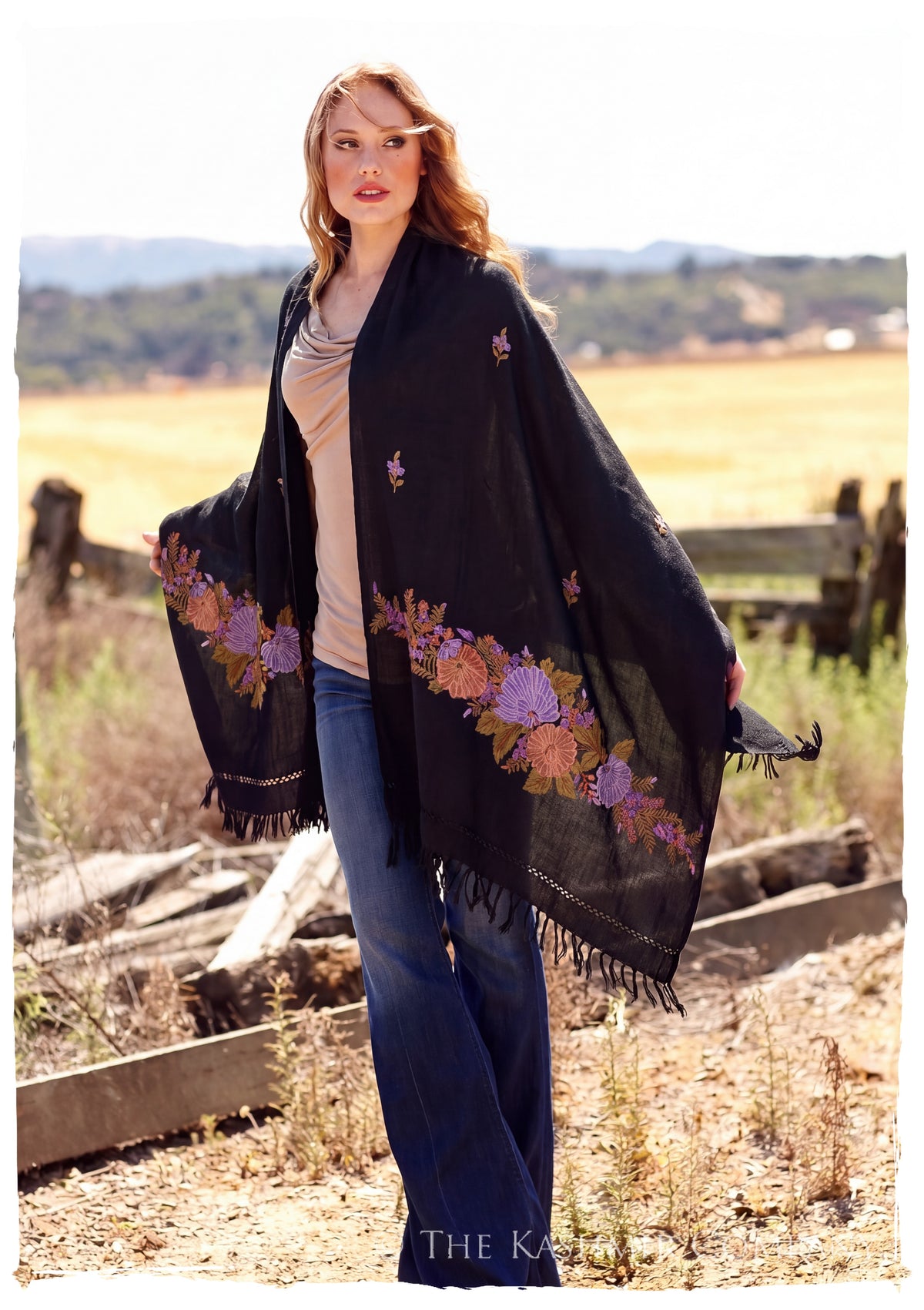 Yvette Frontières Jardin Gift Shawl — lifestyle