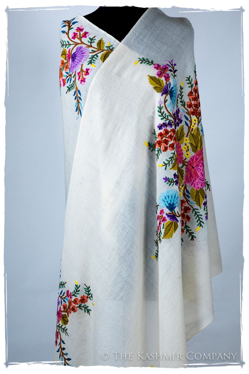 Jardin Pastel Français Bleu Bouquet Mascarade Shawl