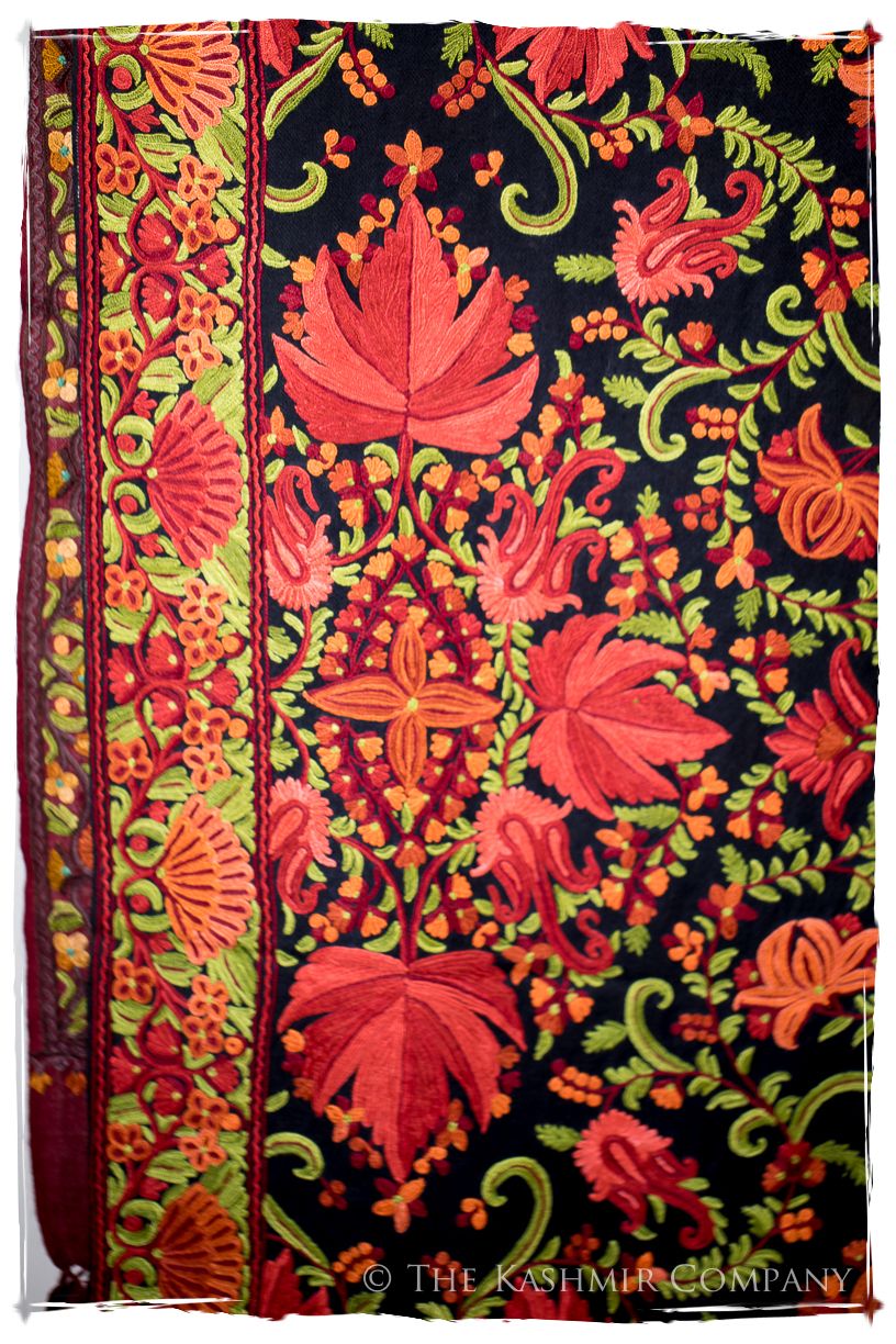 Jardin Chinar de Bijoux Rouges en Cachemire Antiquaires Shawl