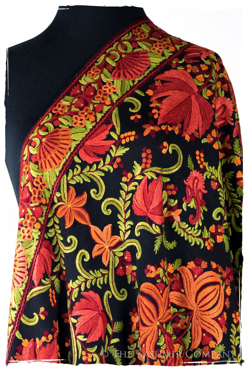 Jardin Chinar de Bijoux Rouges en Cachemire Antiquaires Shawl
