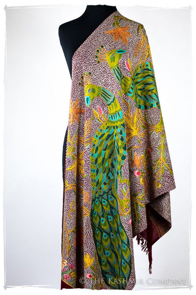 Paons des forêts d'Indiens bordeaux Antiquaires Shawl