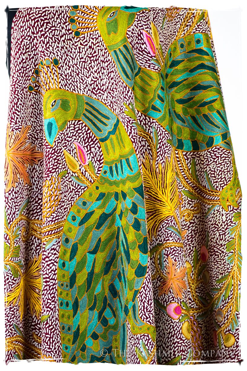 Paons des forêts d'Indiens bordeaux Antiquaires Shawl