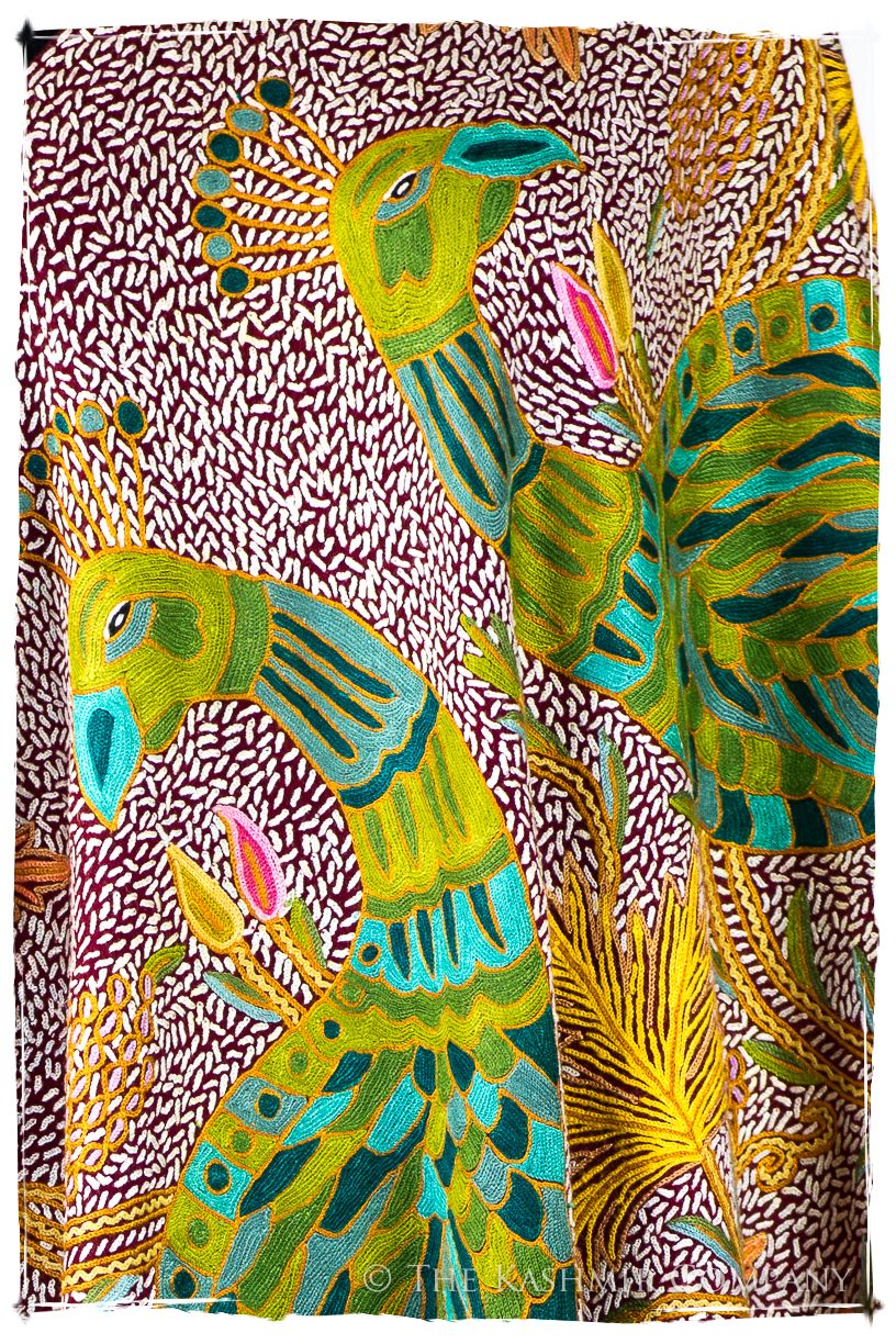 Paons des forêts d'Indiens bordeaux Antiquaires Shawl