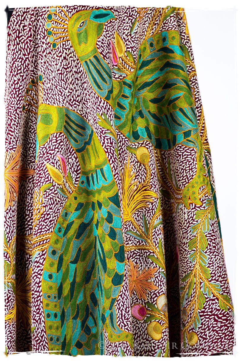 Paons des forêts d'Indiens bordeaux Antiquaires Shawl