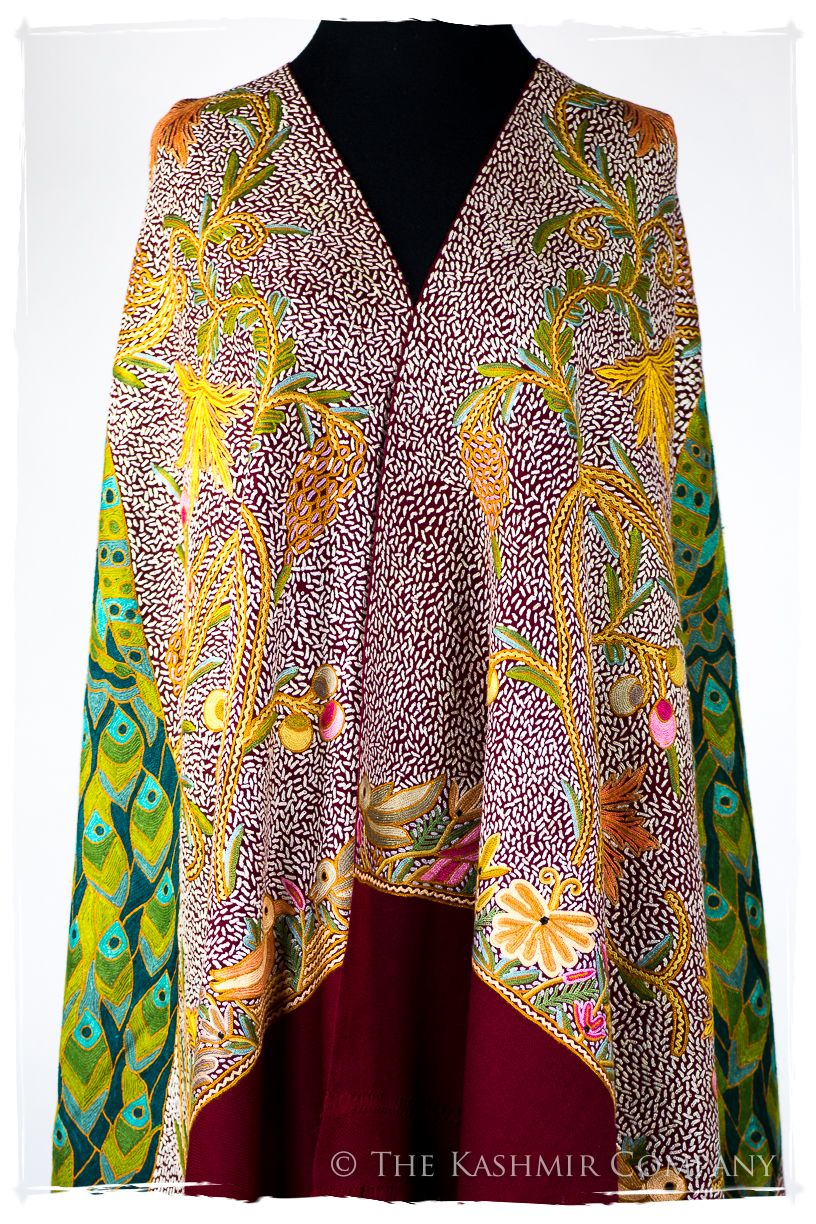 Paons des forêts d'Indiens bordeaux Antiquaires Shawl