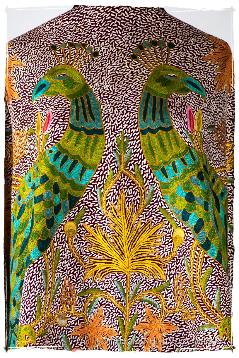 Paons des forêts d'Indiens bordeaux Antiquaires Shawl