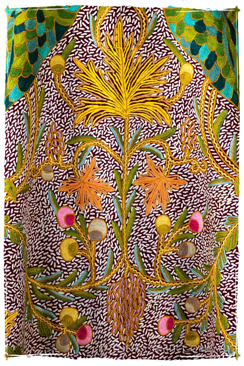 Paons des forêts d'Indiens bordeaux Antiquaires Shawl