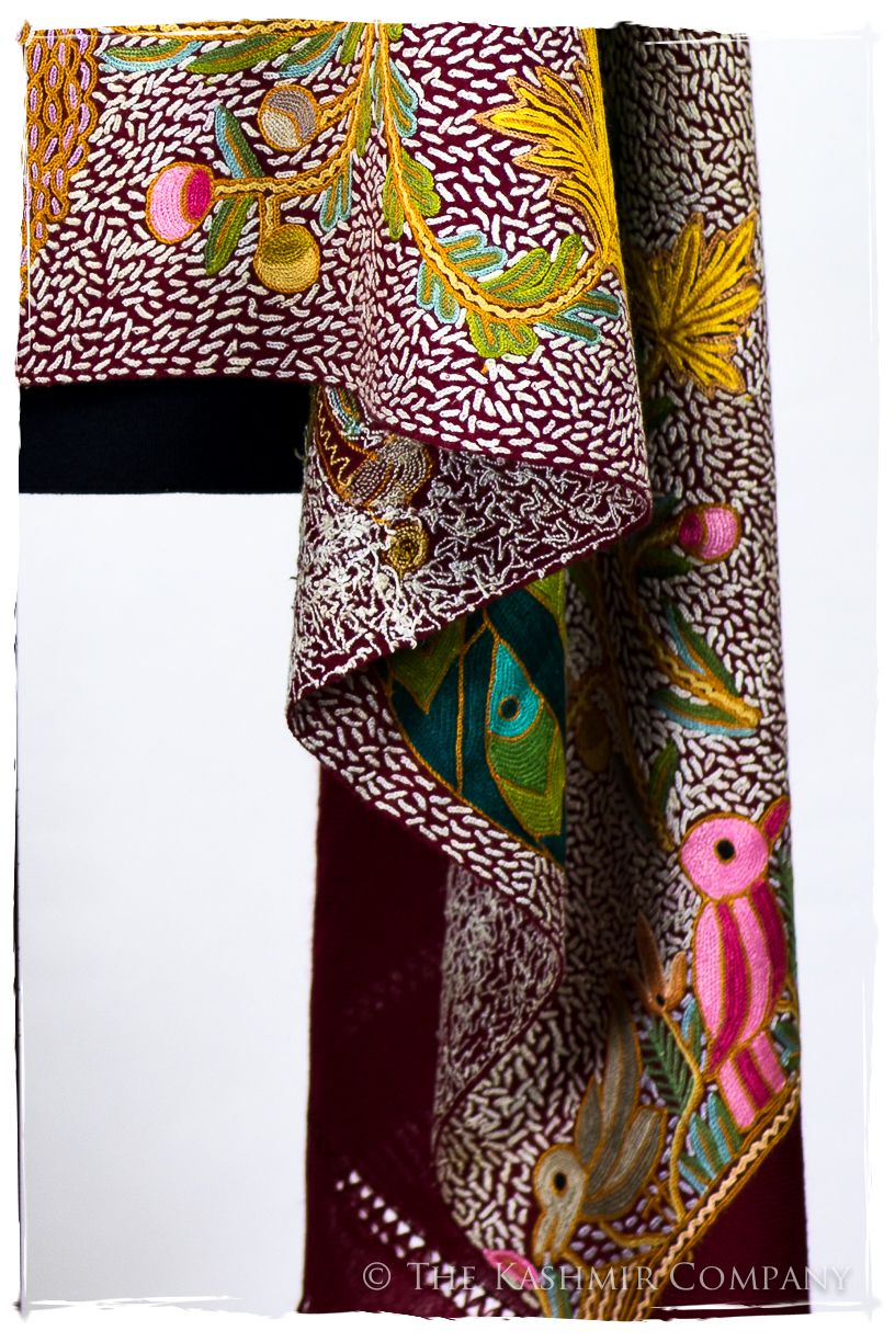 Paons des forêts d'Indiens bordeaux Antiquaires Shawl