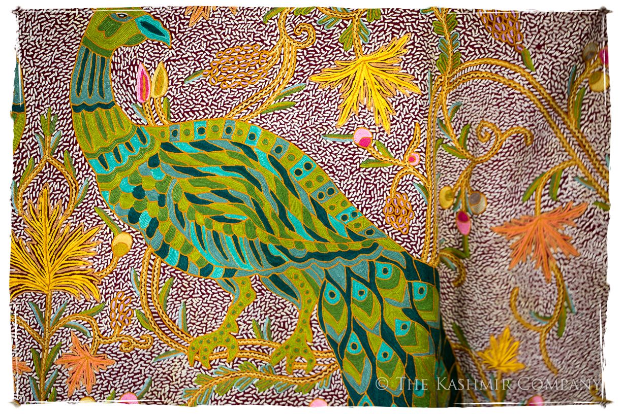Paons des forêts d'Indiens bordeaux Antiquaires Shawl