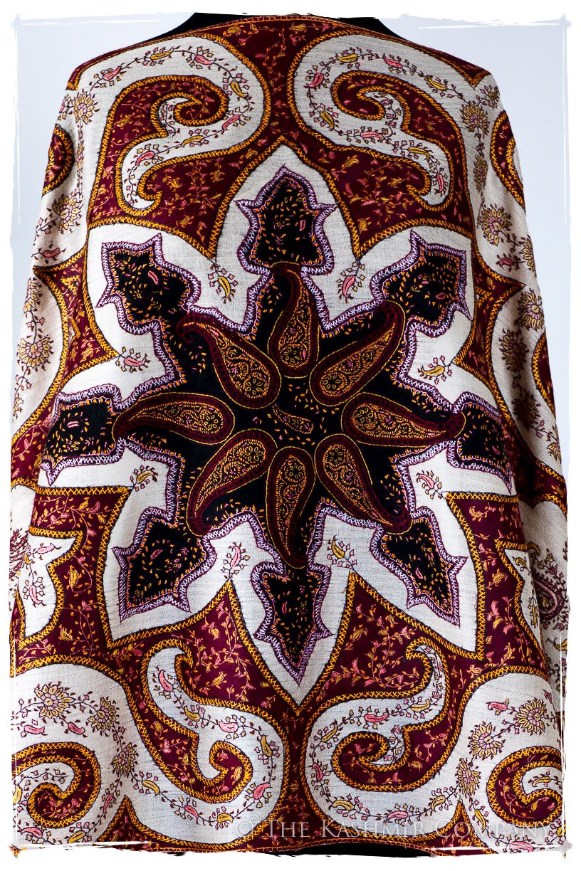 The Mona Lisa Bordeaux Blanc Deux Shawl
