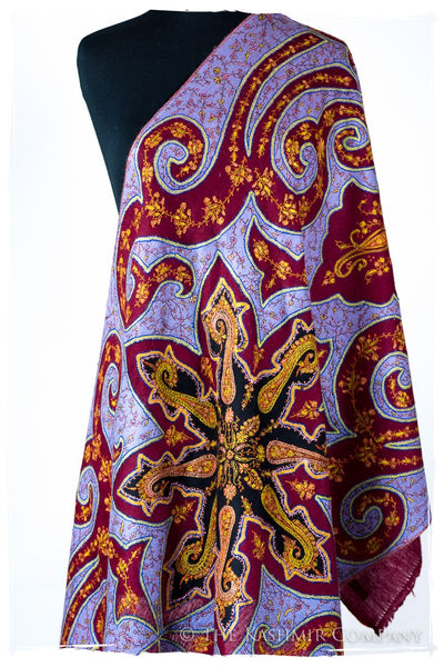 The Mona Lisa Bordeaux Aztec Gold Deux Shawl