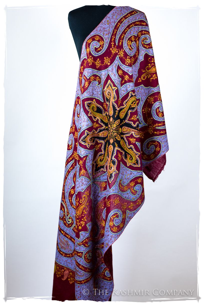 The Mona Lisa Bordeaux Aztec Gold Deux Shawl