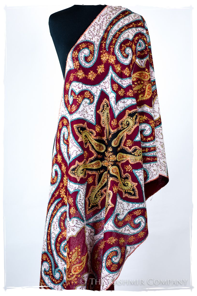 The Mona Lisa Bordeaux Aspen Gold Blanc Deux Shawl