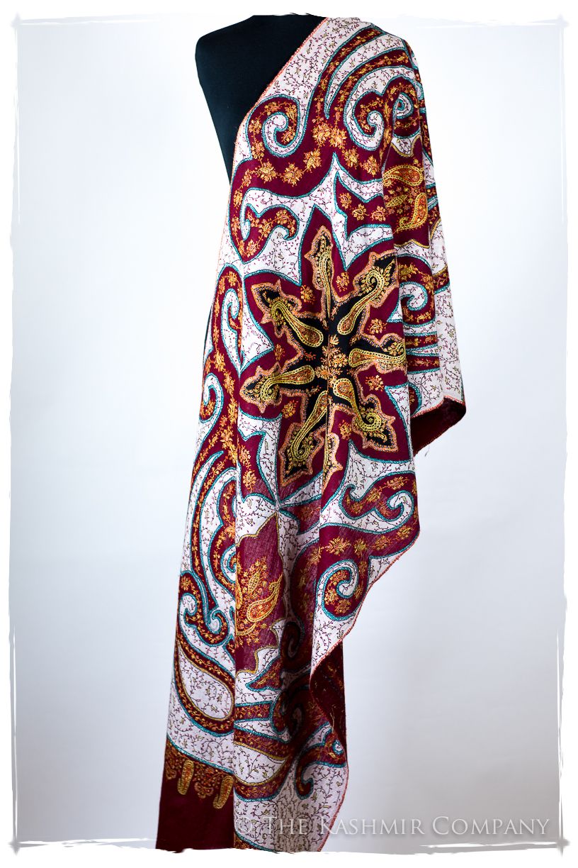 The Mona Lisa Bordeaux Aspen Gold Blanc Deux Shawl