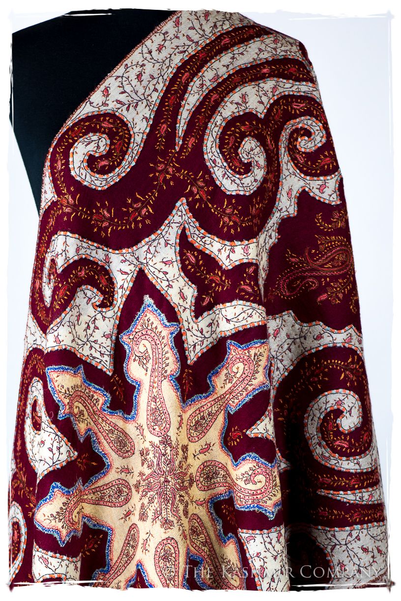 The Mona Lisa Bordeaux Gold Blanc Deux Shawl