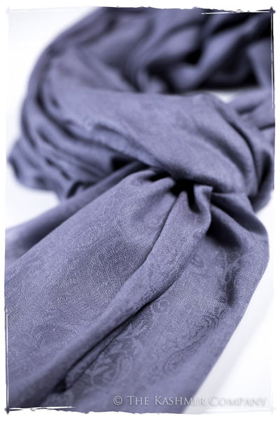 Deep Periwinkle Paisley Kashmir Wool Scarf