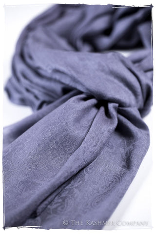Deep Periwinkle Paisley Kashmir Wool Scarf