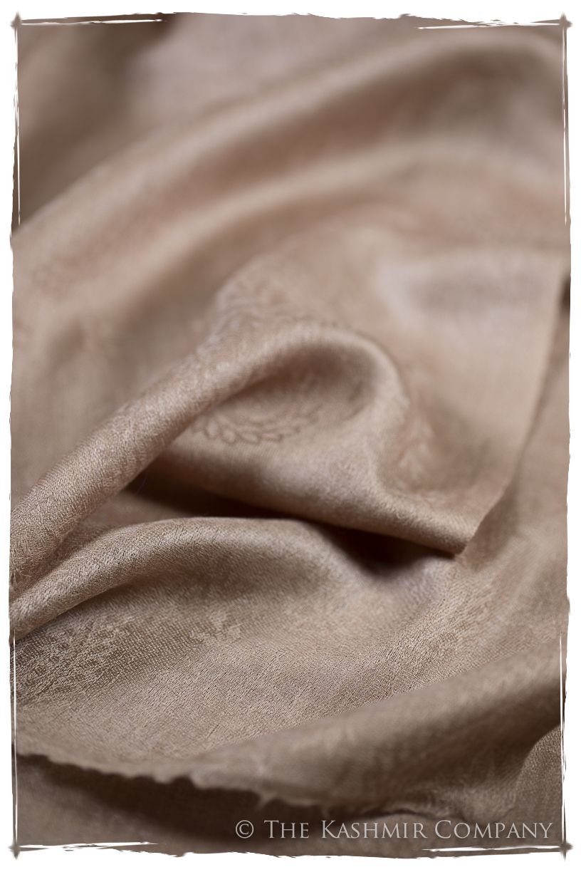Frosted Almond Paisley Kashmir Wool Scarf