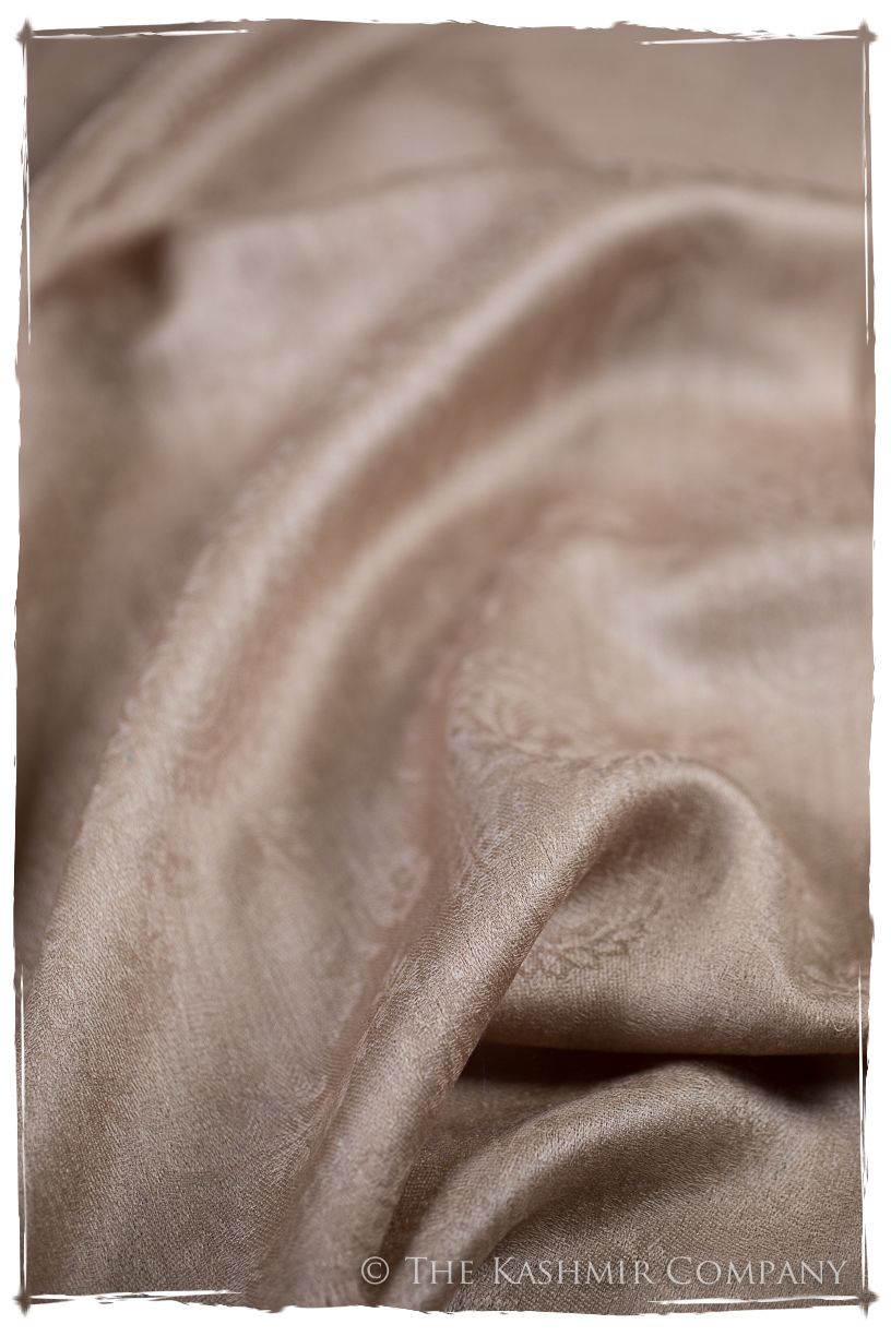 Frosted Almond Paisley Kashmir Wool Scarf