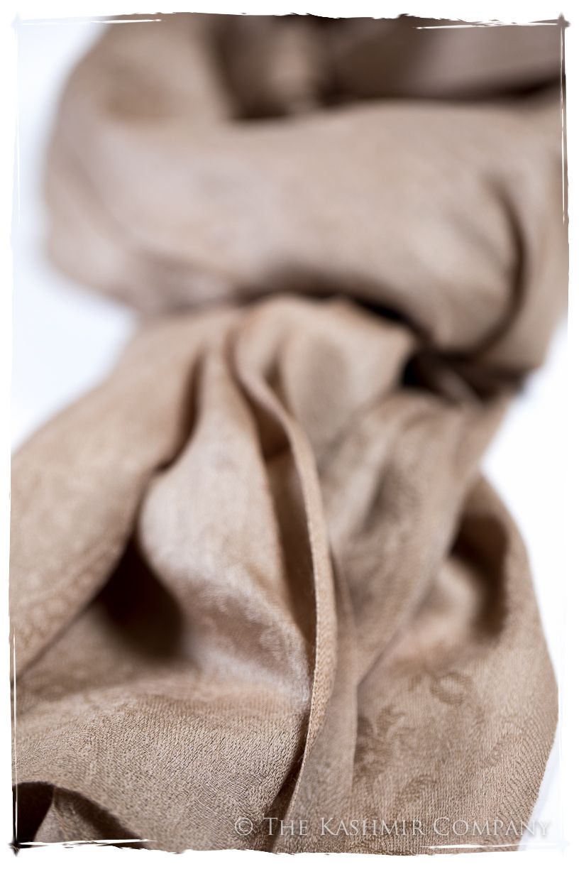 Frosted Almond Paisley Kashmir Wool Scarf