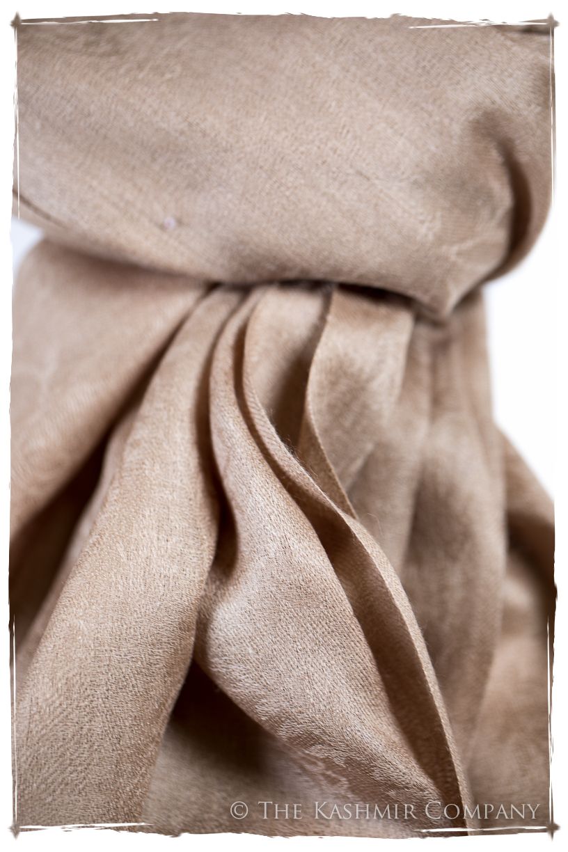 Frosted Almond Paisley Kashmir Wool Scarf