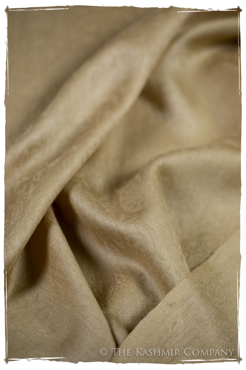 Dusty Citron Gold Paisley Kashmir Wool Scarf