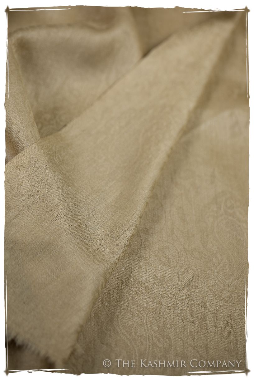 Dusty Citron Gold Paisley Kashmir Wool Scarf
