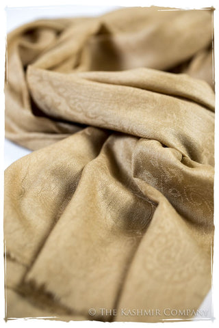 Dusty Citron Gold Paisley Kashmir Wool Scarf