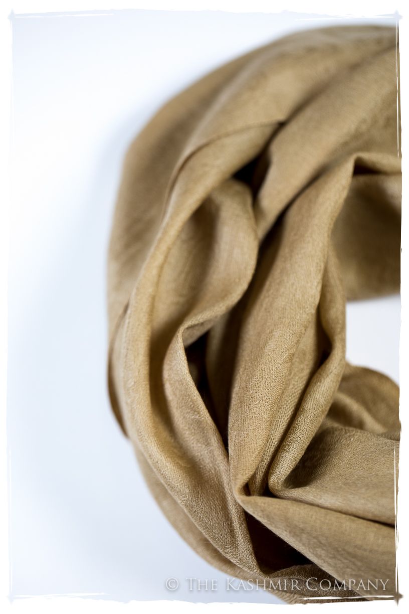 Dusty Citron Gold Paisley Kashmir Wool Scarf