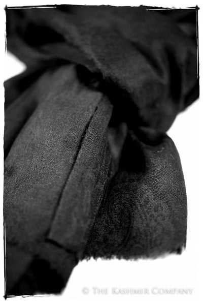Caviar Paisley Kashmir Wool Scarf