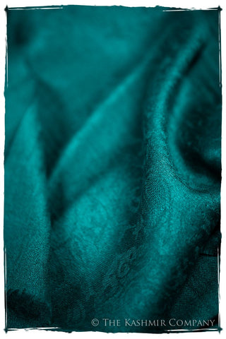 Ocean Depths Paisley Kashmir Wool Scarf