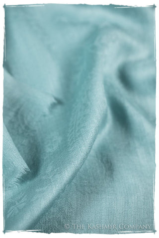 Porcelain Bleu Paisley Kashmir Wool Scarf