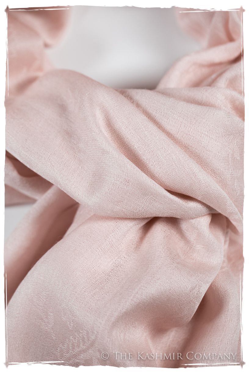 Pink Champagne Paisley Kashmir Wool Scarf
