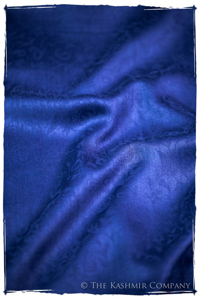 Française Bleu Paisley Kashmir Wool Scarf