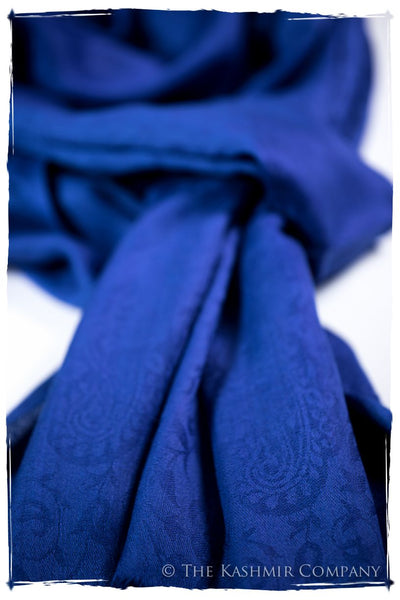 Française Bleu Paisley Kashmir Wool Scarf