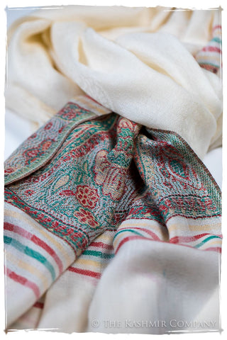 Donatella Frontière Ivory Kashmir Wool Scarf