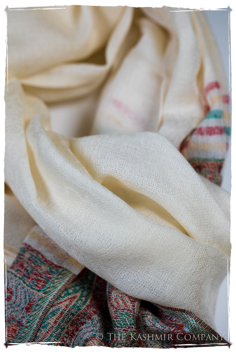 Donatella Frontière Ivory Kashmir Wool Scarf
