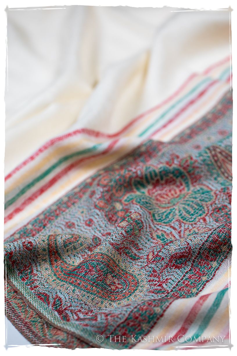 Donatella Frontière Ivory Kashmir Wool Scarf
