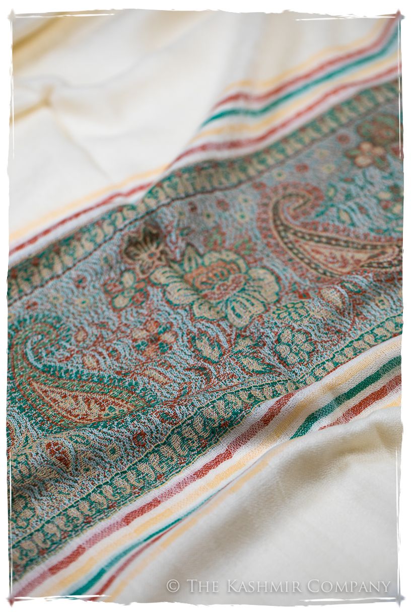 Fabrizia Frontière Ivory Kashmir Wool Scarf