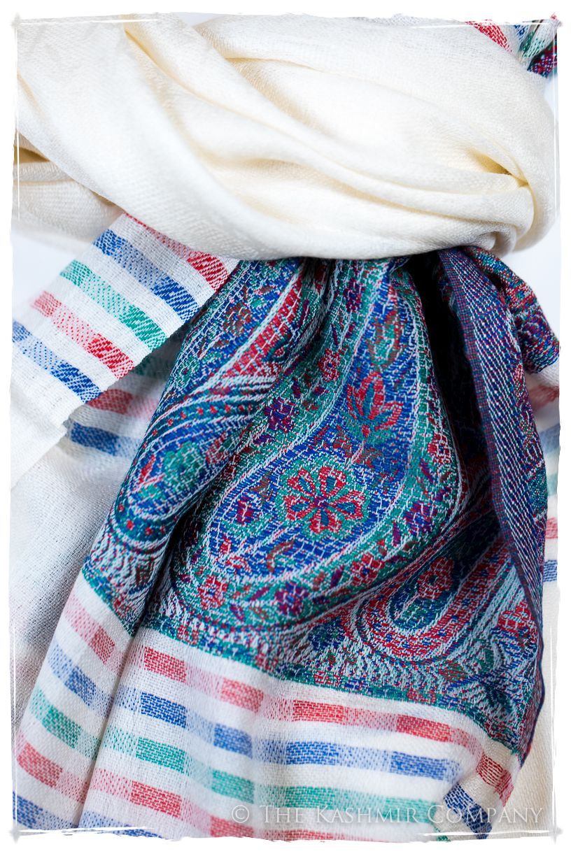 Graziella Frontière Ivory Kashmir Wool Scarf