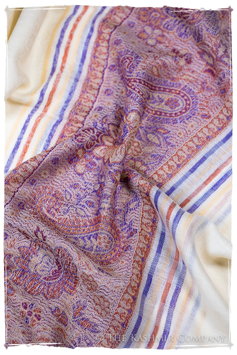 Griselda Frontière Ivory Kashmir Wool Scarf