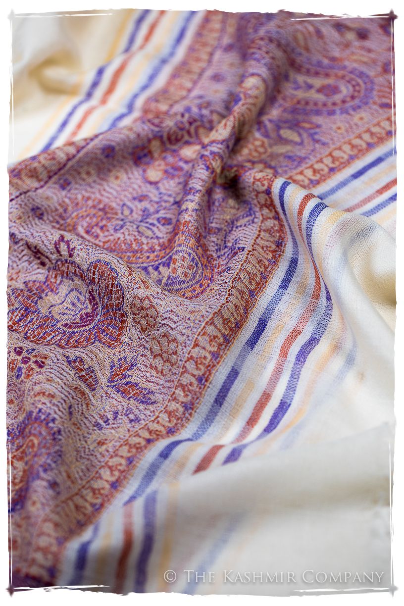 Griselda Frontière Ivory Kashmir Wool Scarf
