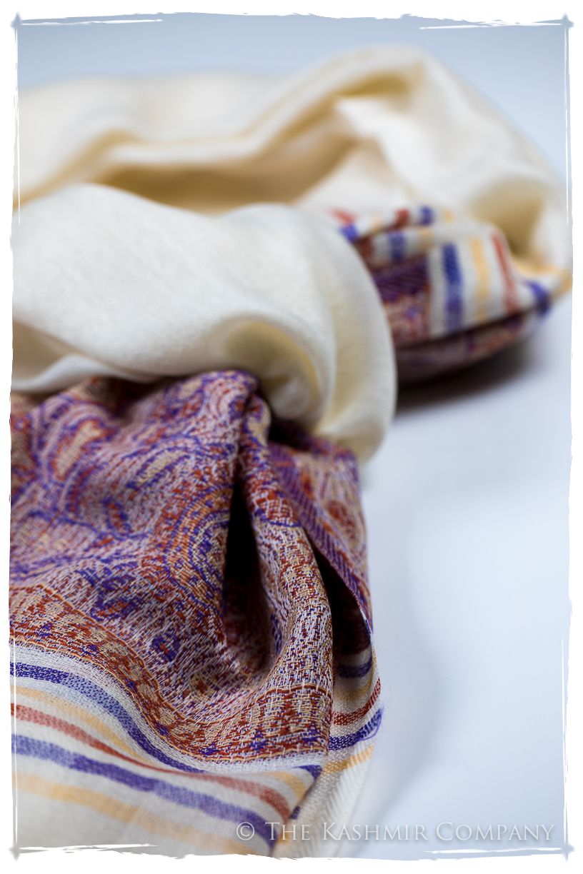 Griselda Frontière Ivory Kashmir Wool Scarf
