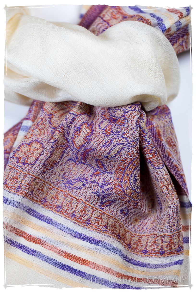 Griselda Frontière Ivory Kashmir Wool Scarf