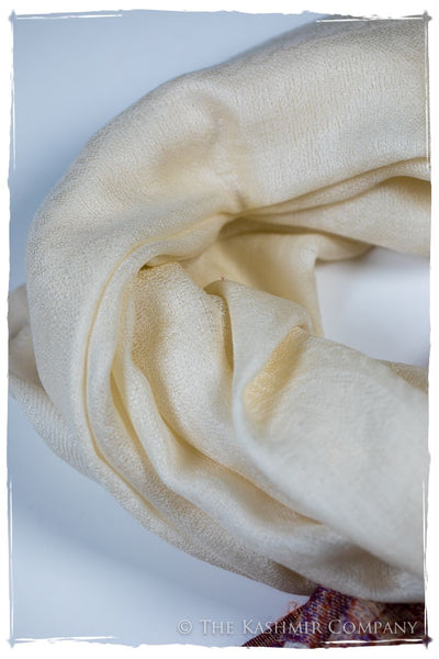 Griselda Frontière Ivory Kashmir Wool Scarf