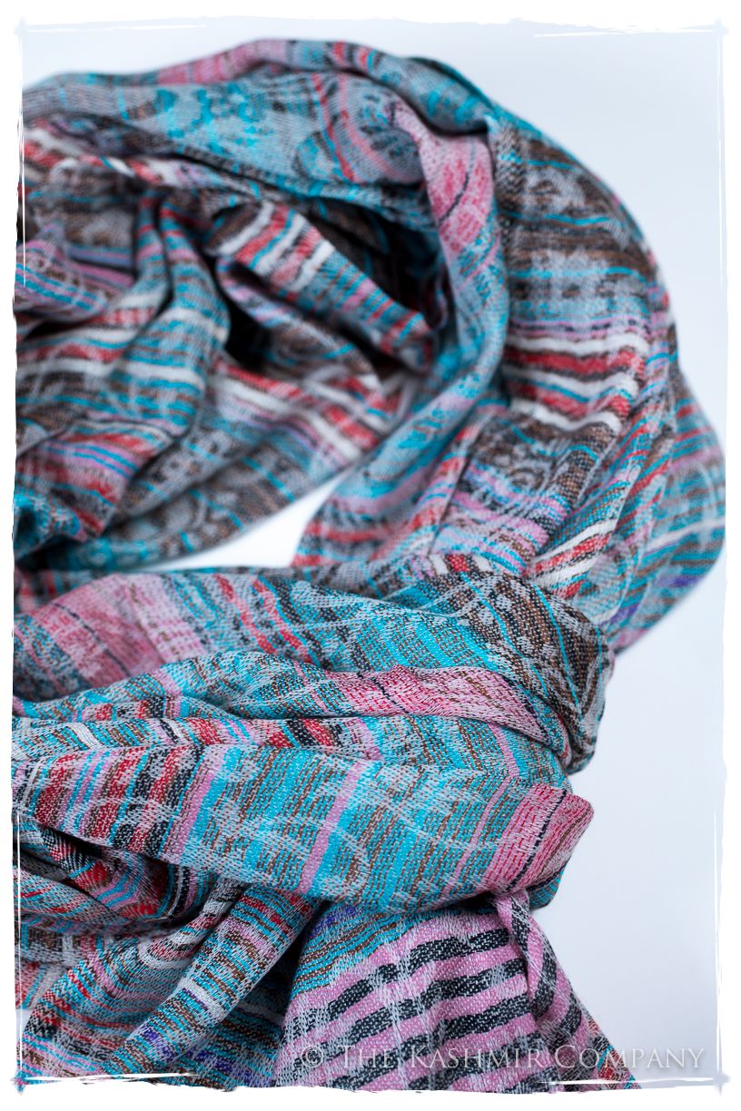 Liliana Champs de Paisley Ivory Kashmir Wool Scarf