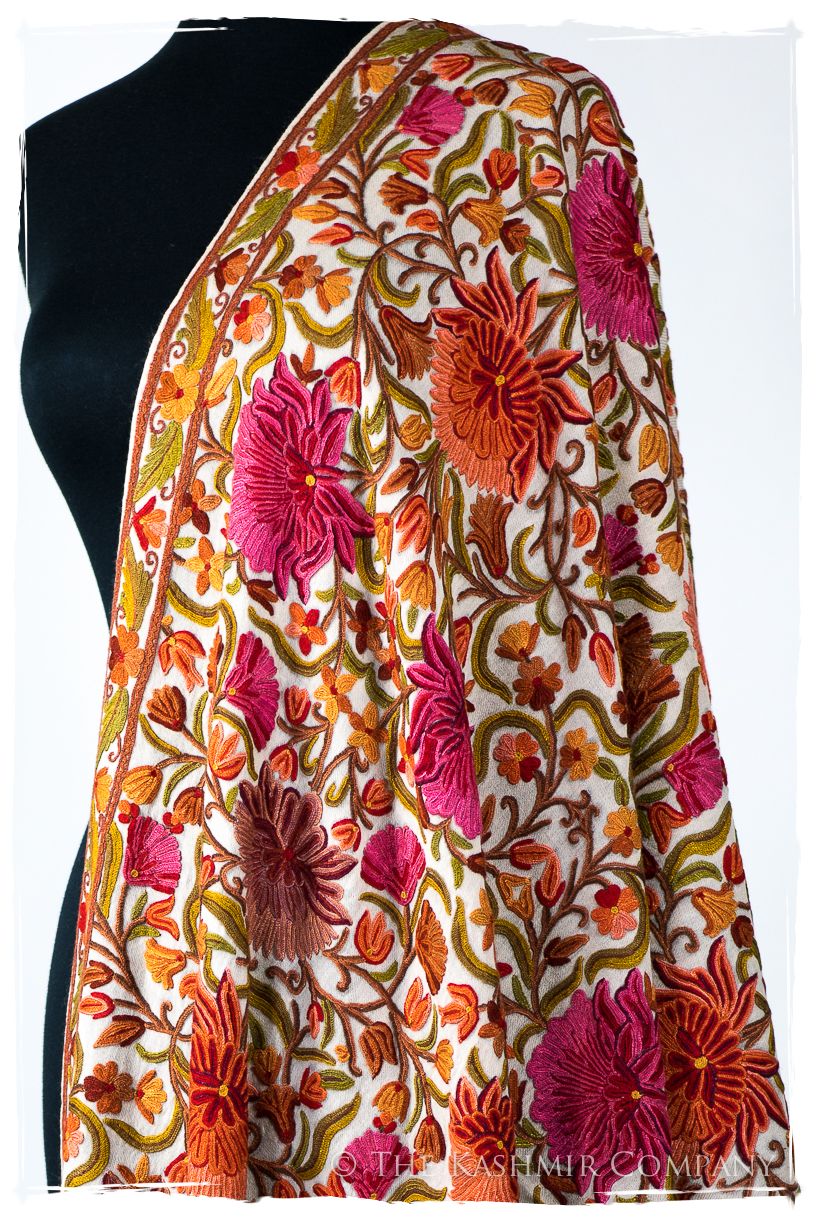 Jardin Brigitte de Bijoux Rouges en Cachemire Antiquaires Shawl