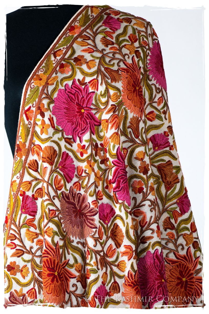 Jardin Brigitte de Bijoux Rouges en Cachemire Antiquaires Shawl