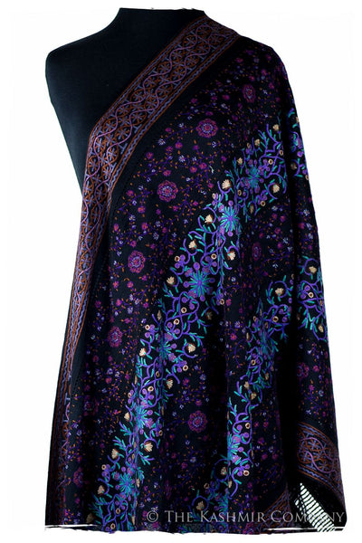 Trois Embroideries Soirée Héritage Bleu Française Antiquaires Shawl