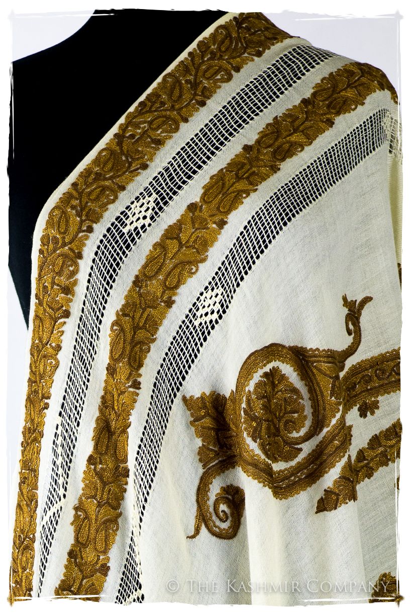 Broderie à cordes tirées Tinsel Royale Paisley Ivorie Pauline Shawl